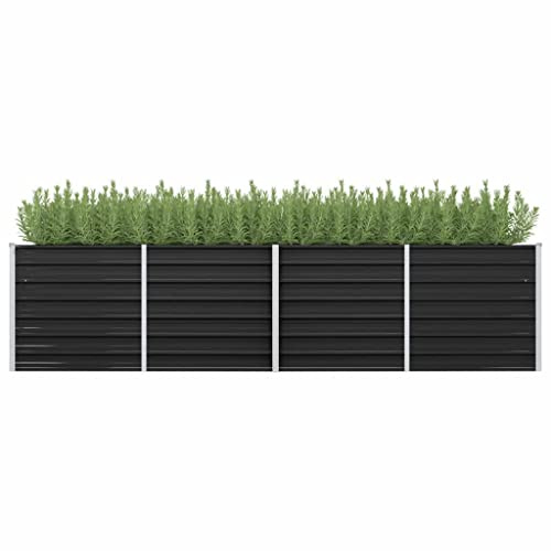 WIFESE Lit SuréLevé De Jardin Anthracite 320x80x77 Cm Acier Galvanisé Jardinieres Exterieur Jardiniere Bois Jardiniere Balcon Carré Potager Bacs ã Fleurs Rectangulaire