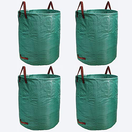 4 Müllsäcke für Garten, 500 l – XXL, Gartenabfallbeutel, robust, faltbar und wiederverwendbar, Gartenabfallsack mit reißfesten Griffen (4 Stück, grün)