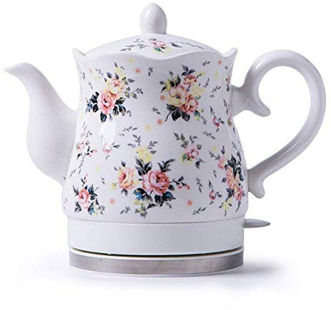 Bouilloire électrique sans fil en céramique - Pichet rétro de 1,5 L, eau rapide de 1350 W pour le thé, le café, la soupe rapide (Color : B) Present