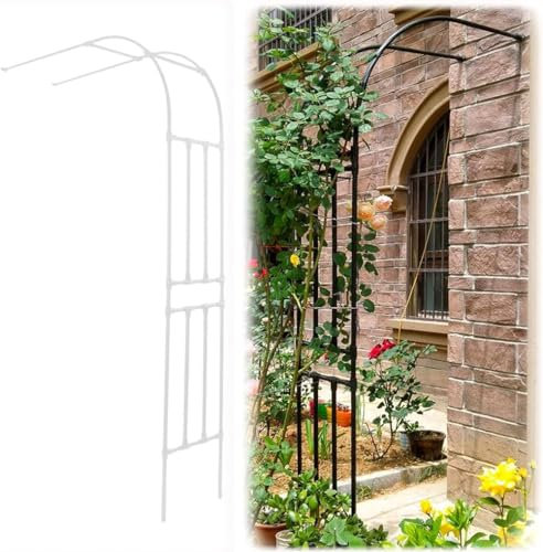 MISKYN Rosenbogen Halbbogen,Wetterfest Gartenbogen Gartenlaube,Pergola Rankhilfe Rankgitter Torbogen Für Kletterpflanzen,Halb-Rosenbogen Für Innen/Außen/Gartenrasen/Hochzeit,Weiß,180 * 240cm