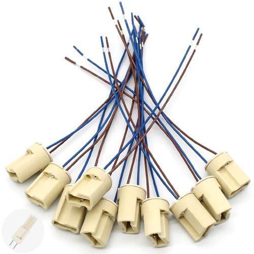 ieron 10 Piezas Portalámparas G9, Portalámparas de Base de Cerámica con Cable de Teflón de 0,5 mm² 150 mm, Adaptador de Portalámparas de Conector de Cable para Bombillas Halógenas LED G9 en el Hogar