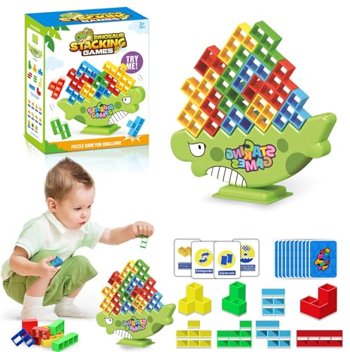 JOKSNK 48PCS Tetra Tower Spiel, Balance Spielzeug Tower Game, Kreative Stapelspiel Spielzeug, Kinder Stapelturm Holz, Lustige stapelspiel Puzzlespiele-Geschenke für Jungen und Mädchen ab Jahre 3+