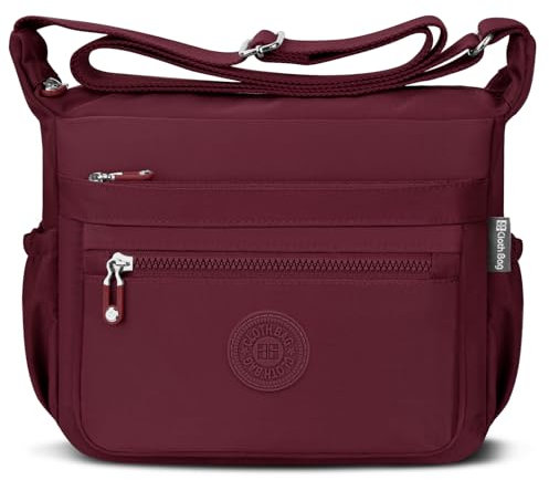 JUYANO Umhängetasche Damen Mittelgroß, Nylon Wasserdicht Handtasche Damen mit mehreren Taschen Leichte Crossbody Bag Damen Verstellbarer Breitem Freizeit für Einkaufen Reisen Schule