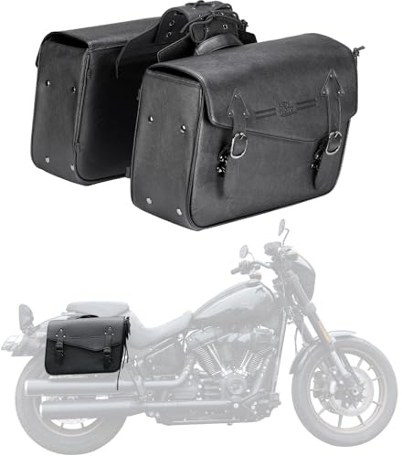 KEMIMOTO PU Leather Motorcycle Saddlebags with Quick Release Buckle 36L Throw Over Saddle Bags Luggage Bag for Sportster Softail Dyna V-star Shadow Road King 883 1200 Low Rider S Cruiser Vulcan Rebel