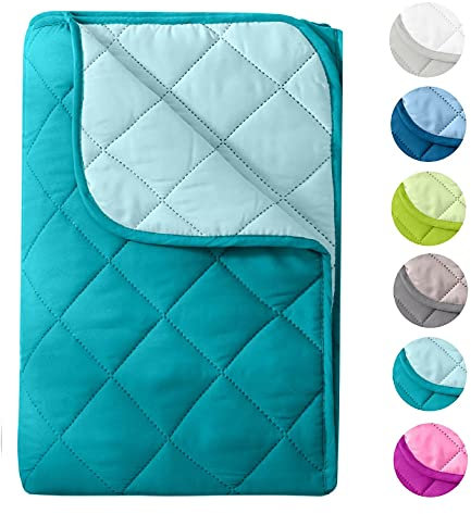 Couette d'été réversible en microfibre Wometo Design 200 x 200 OekoTex - Turquoise Lavable à 95 °C - Pour le camping et les journées chaudes - Utilisable sans housse - Peut être utilisée comme