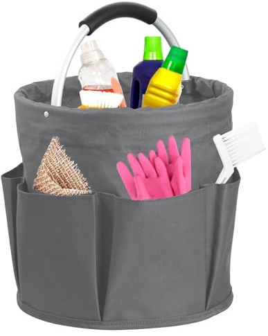 ASIRYVA Aufbewahrungsbox für Reinigungsutensilien, Reinigungs-Organizer-Caddy, Multi Pocket Craft Caddy Organizer, für drinnen und draußen, Organisation 27,9 x 27,9 cm (grau)