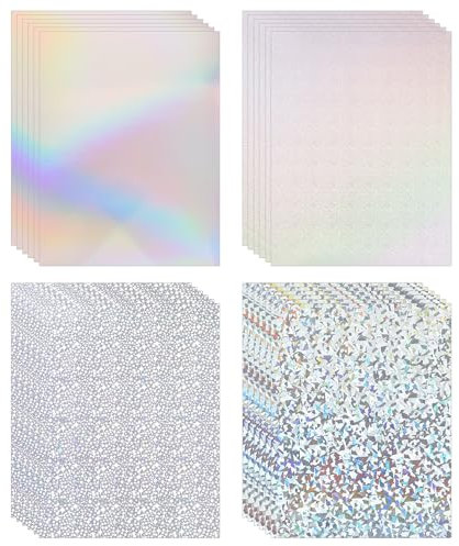 24 Blätter metallische holografische Karten,A4 Holografische Glasscherben Karte 250gsm/92lb,Glitzerpapier Metallic Silber Papier für Hochzeitseinladungen, Scrapbooking & Bürobedarf(28x21.6cm)