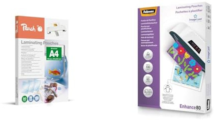 Peach Laminierfolien A4-80 mic - 100 pouches & Fellowes Laminierfolien A4 ImageLast, 80 Mikron