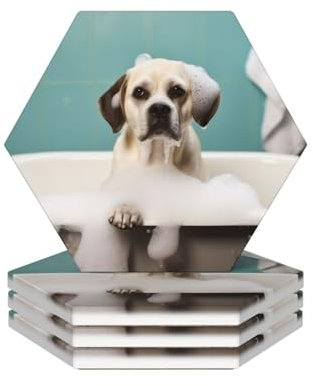 Untersetzer für Getränke, rund, saugfähig, Keramik, rutschfest, für Bad und Hund, Getränkeuntersetzer mit Halter und Korkboden, wiederverwendbar, Tassenuntersetzer für Arten von Tassen, 4 Stück