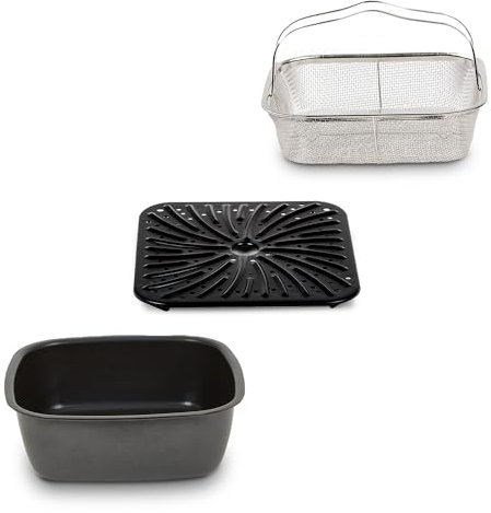 PowerXL MultiCooker - Zubehör Set Ersatz-Innentopf, Frittierkorb & Grillplatte für Multi Kocher - Zubehör für Power XL Multi Cooker 12-in-1 - Original Ersatzteile für Kochen, Frittieren & Grillen