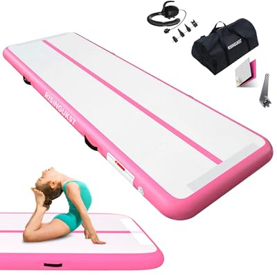 RISINGUKST Air Gymnastics Track Tumbling Mat Inflatable | Training Tumble Mat for Home Gym Outdoor, Cheerleading Gymnastics Mats with Pump