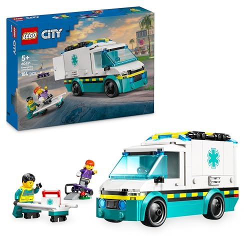LEGO City Emergency Ambulance Toy with 2 Minifigures - Educational Learning Toys for 5+ Year Old Boys & Girls - Gift Ideas for Birthdays & Holidays - 60451