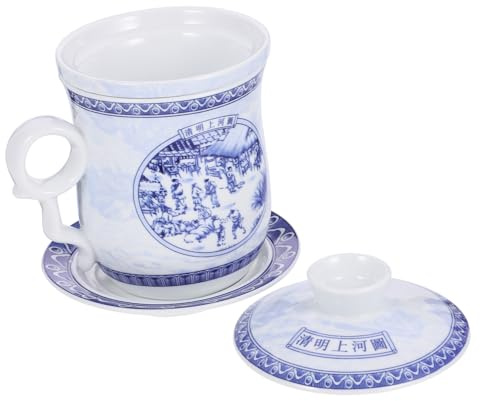 Ciieeo 1 Ensemble Service À Thé En Porcelaine Bleue Et Blanche Tasse À Café Tasse À Infuseur À Thé Mini À De Dégustation En Céramique Vintage D'Eau Domestique