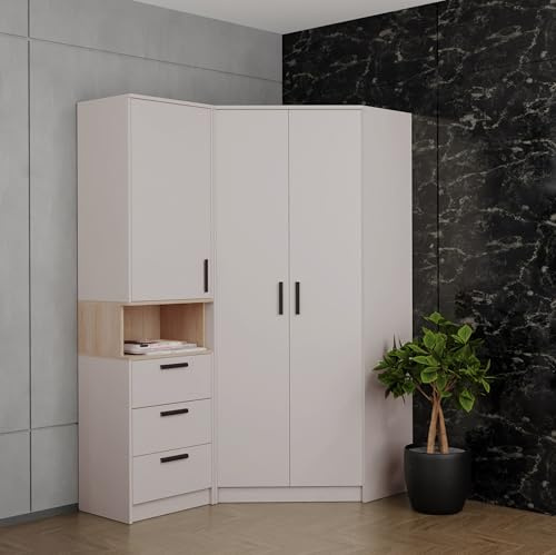 Design Möbel Gustavo Eckschrank Schrank Begehbarer Kleiderschrank Kleiderschrank Holz Kinderzimmer Schlafzimmer Regale und Schränke mit Schubladen