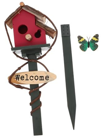 BESPORTBLE Vogelnest mit Stange Gartendekoration Gartenpfahl Kunst Vogelhaus Bausatz Vogelhaus auf Ständer Graspfahl vogelhäuser für draußen Garden Decor Gartenverzierung Hof Vogelhaus Rattan