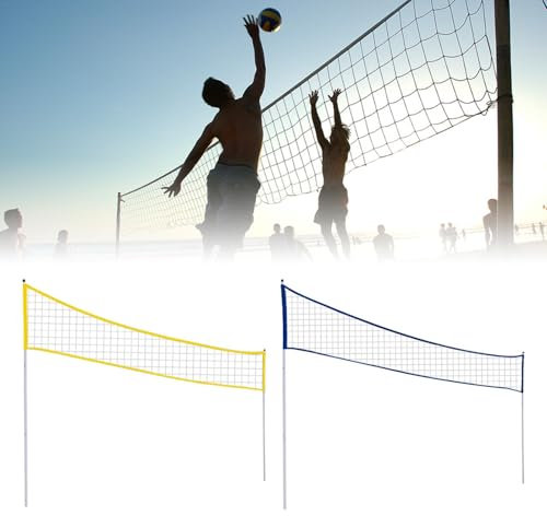 Volleyballnetz, tragbares Tennisnetz, 4-seitiger Volleyball-Netzrahmen, höhenverstellbares Badminton-Netz, faltbarer Volleyball-Netzrahmen, einfach aufzubauen, Badminton-Netz, tragbar für