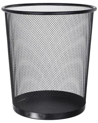 ARVO Small Bin – 9L Round Mesh Black Steel Waste Paper Bin for Bedroom, Office, Desk, and Home Use – 23.5cm Diameter x 27cm Height – Value Range