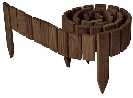 Garronda Rollborder Recinzione in legno flessibile 200 x 10 cm bordatura giardino bordura per aiuola staccionata in legno cordolo Decorazione da frutteti Palizzata GD-0149 Marrone Scuro