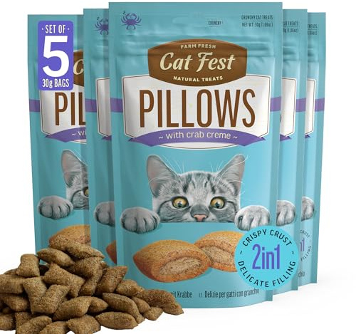 Cat Fest Pillows with Crab Creme - High-Protein Delicious Cat Treats, 30 g (Pack of 5)