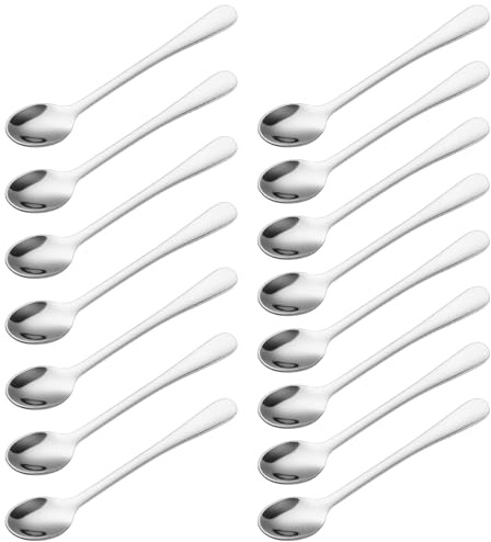 15Pcs Small Spoons for Spices Jars 7.5cm Mini Spoon Stainless Steel Teaspoons Mini Scoop for Salt Honey Seasoning Condiment Sugar and Powder Espresso Spoons(Silver)