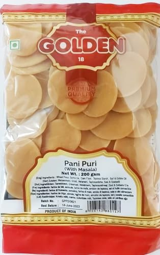 Pani Puri Golgappa para freír 2 x 200 g – Snack de comida callejera india | Higiénico, crujiente y delicioso | Con masala Fresh Papad | Golgappa Puchka listo para freír con adhesivo Kajal