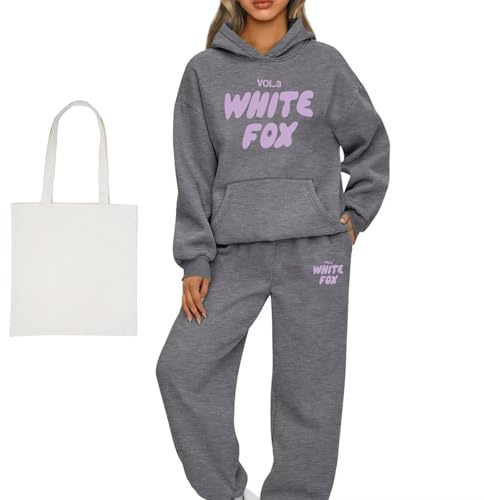 Oversized Two Piece Outfit, Tracksuit Womens Full Sets,Jogging Pants Lounge Outfits Casual Co Ord Sets Streetwear, Suitable for women's fitness (UK, Alpha, S, Regular, Regular, Dark Grey)