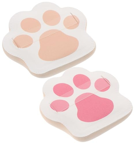 BAZEITFLOW 2 pezzi Spugna Cipria Forma di Zampa di Gatto Puff Make Up Morbido e Versatile Design Cuscino per Applicazione Uniforme Fondotinta Piccolo Applicatore Cosmetico Anti-compatto