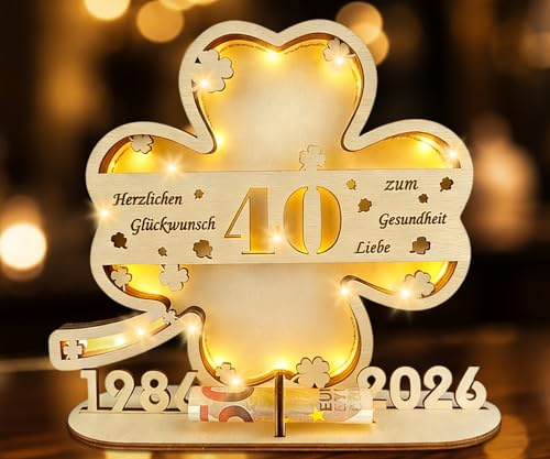 I LOVE MOM 40 Geburtstag Frauen männer, Kleeblatt Glück 40 geldgeschenk Geburtstag Holz, Geschenke zum 40 Geburtstag Mann Frauen für Geschenke, Hochzeiten, Partys, Geburtstage, Jubiläum