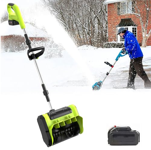 Pala quitanieves inalámbrica de 900 W, sopladora de Nieve eléctrica, autonomía de 60-90 min, 3 direcciones de Descarga de Nieve Ajustables, para entradas de vehículos, Patios y terrazas,1 Battery