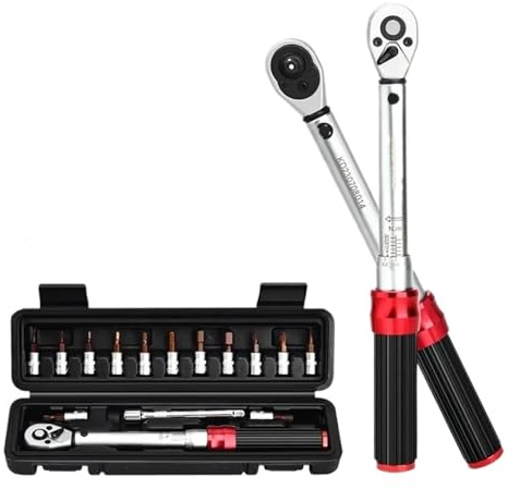 Generico Set Di Chiavi Dinamometriche For Bicicletta Da 15 Pezzi - Chiave A Bussola A Doppia Direzione 1/4 2-24 Nm, Kit Attrezzi Professionali For La Riparazione Bici E Motociclette