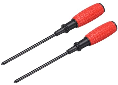 sourcing map 2pcs PH2 Phillips Screwdriver 10.2 Length 45# Steel Magnetic Screwdrivers with Ergonomic Grip for Appliances Furniture Automotive Repairing