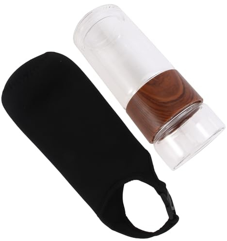 Toyvian Bottiglia di Tè in Vetro a Doppia Parete 360ml Infusore e Custodia, Tazza da Tè Portatile per Picnic, Campeggio e Viaggi, Isolamento Termico Antiscottatura, Design Compatto e Sano