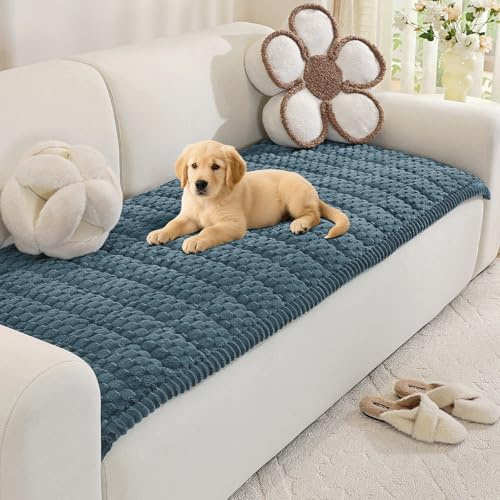 Royhom Pet Sofa Cover Washable, Soft Thick Fuzzy Sofa Cover 2 3 4 Seater, Couch Protector for Dogs, Settee Covers Furniture Slipcovers (Blue, 70x120cm)
