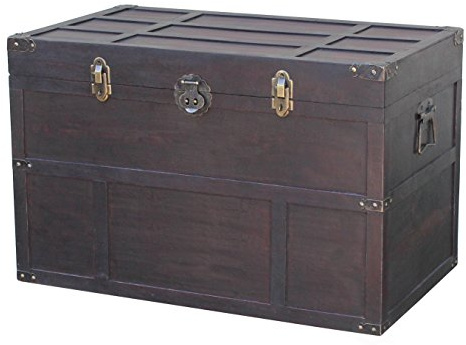 Vintiquewise QI003041LNEW Antique Style Wooden Steamer Trunk