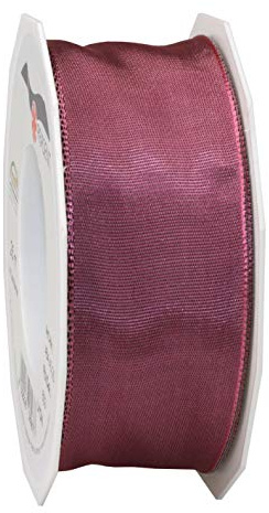 PRÄSENT Lyon Band mit Drahtkante beerensorbet, 25 m Dekoband zum Verzieren & Basteln, 40 mm Breite, leicht biegsames Schleifenband, für Festliche Dekos zu besonderen Anlässen
