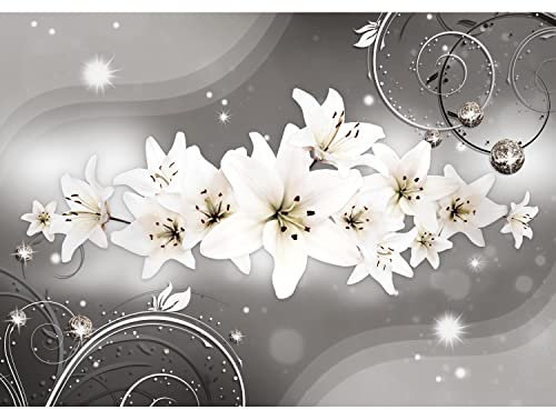 Runa Art Fototapete Blumen Lilie Modern Vlies Wohnzimmer Schlafzimmer - Made in Germany - 308 x 220 cm Schwarz Weiss 9234010c