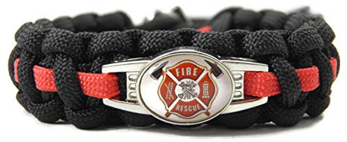 Hanse Charms-Paracord Firefighter Armband-Feuerwehr Armband-Thin Red Line-Verstellbar-auch mit Wunschlogo-Geschenk-Weihnachtsgeschenk