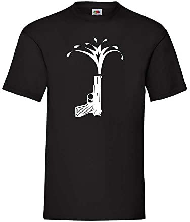 Wasserpistole Männer T-Shirt Schwarz XXL