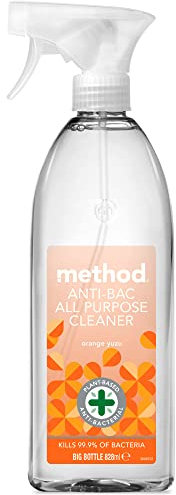 Method Antibacterial Spray, All Purpose Cleaner, Powerful Formula Kills 99.9% of Bacteria, Orange Yuzu, Pack of 1, 828 ml