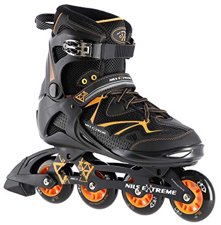 Nils Extreme ABEC9 - Pattini in linea da uomo, 80 mm, taglia 42-45, colore: Arancione (42)