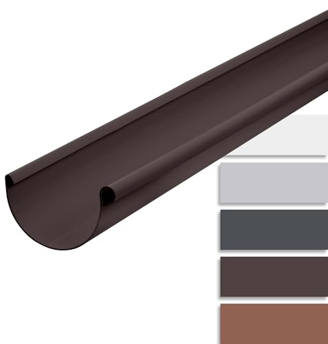 INEFA Dachrinne halbrund 2m x NW150 / 150mm Dunkelbraun Kunststoff | PVC-U Regenrinne für Dachentwässerung am Gartenhaus, Carport, Terrasse & Pavillion zur Steckmontage