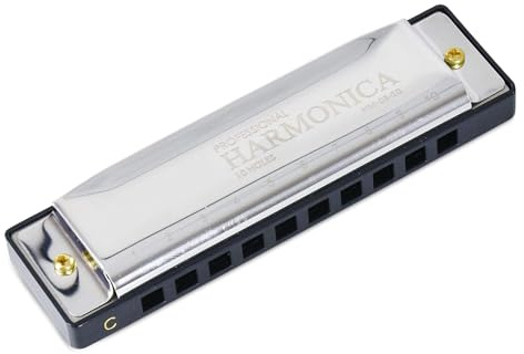 Albert Austin Harmonica Stainless Steel Adults Kids Harmonica for Beginners Students Professionals 10 Holes C Tuned Mouth Organ Musical Instrument for Folk Music Lovers Holiday Parties Birthdays