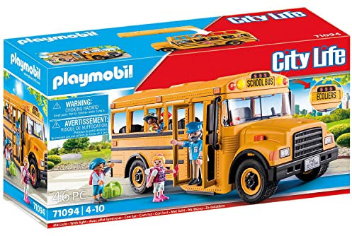 PLAYMOBIL City Life 71094 US Schulbus, Spielzeug-Bus mit Blinklicht, Spielzeug für Kinder ab 4 Jahren