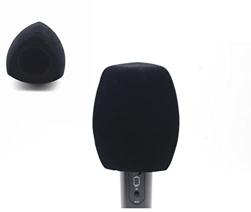 Saidbuds Beflockte Mikrofon-Schaumstoff-Windschutzscheiben, Hand-Mikrofon, Schaumstoff-Abdeckung, Windschutzscheiben für TV, Interview, Mikrofone (Dreieck, schwarz), Triangle