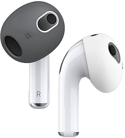 elago Ohrstöpsel-Abdeckungen für AirPods 3 | rutschfest und ergonomisch, Premium-Silikon, 2 Paar (Dunkelgrau/Weiß)
