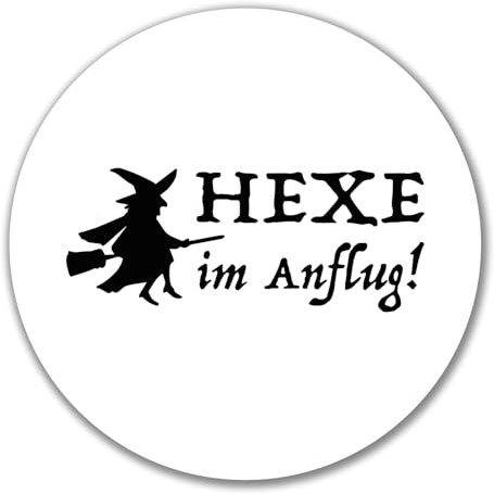 Huuraa Aufkleber Hexe im Anflug Geschenk | Dekoaufkleber 10cm rund Sticker Geschenkidee Dekoausticker