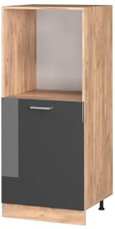 Vicco Herdumbauschrank R-Line, Anthrazit Hochglanz, 60 cm | Backofennische auf komfortabler Höhe · 2 Einlegeböden · Höhenverstellbare Füße · 1 Tür · Einfache Integration ✓