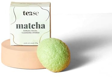 Tease Tea Facial Exfoliator Sponge - Matcha Konjac Facial Sponge, Face Sponge for Cleansing, Konjac Sponge, Exfoliating Sponge for Face, Facial Scrubber Infused with Matcha Green Tea for All Skin