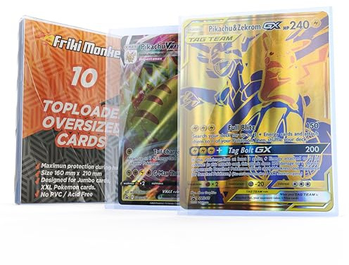 Friki Monkey Toploader XXL für Pokemon-Karten, 15 x 21 cm, harte Schutzumschläge für Jumbo-Karten, 10 Stück, FMTOPXXL10