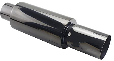 UTOYA Auspuff Schalldämpfer Universal Edelstahl Auspuffanlagen Rennschalldämpfer 2 2,5 Bis 3 Auto Auspuff Schalldämpfer Endschalldämpfer Blau Silber Endrohre (Farbe : Titanium 63MM)